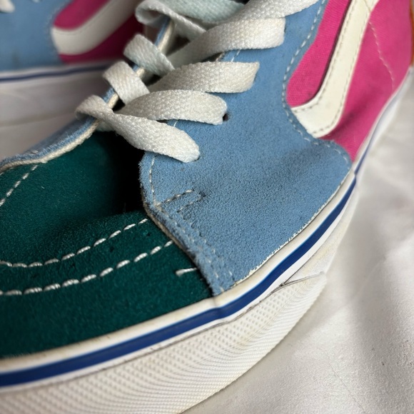 VANS SK8-Hi Top Suede Skater Shoe - Bright Colorblock Men 7 Women 8.5 - Picture 6 of 13